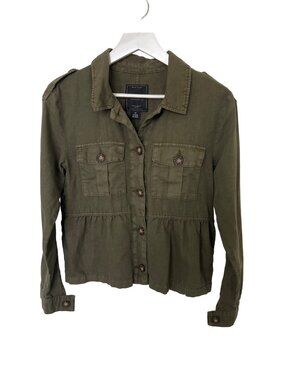 Sanctuary Peplum Jacket Army Green Button-Up